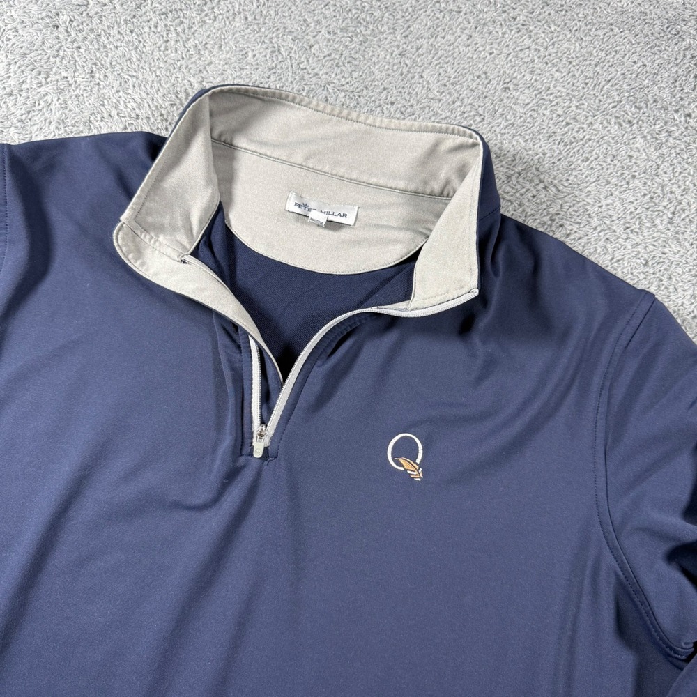 Peter Millar x Quail Hollow Perth Performance 1/4 Zip Mens Large Navy Blue